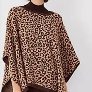 Ann Taylor Brown Leopard Print Sweater cape